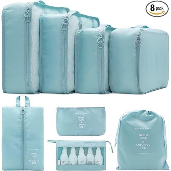 8 Set Packing Cubes Clothes Storage Bag Luggage Packing Organizers for Travel - Picture 6 of 7